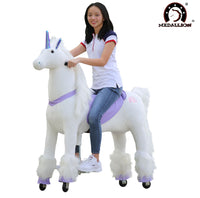 Medallion Ride On Toy Really Walking Horse in BEAUTIFUL PURPLE UNICORN - Large Size for 10 Years Old Up to Adults or Up to 200 Pounds