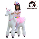 Medallion - My Unicorn Ride On Horse for Girls with Tutu Skirt Medium Size (PINK Color)  with Headband & Skirt (TUTU) for Your Child