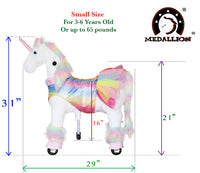 Medallion Ride On Toy Really Walking Horse in Rainbow Pink Unicorn - BONUS Tutu Gift Sets for Your Medallion and Your Child Small Size