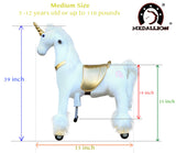 Medallion Ride On Toy Really Walking Horse GOLDEN UNICORN - Medium Size