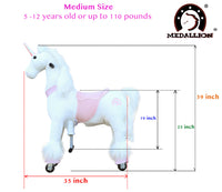 Medallion Ride On Toy Really Walking Horse PINK UNICORN - Medium Size