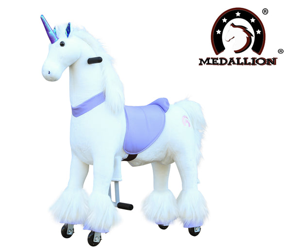 Medallion Ride On Toy Really Walking Horse PURPLE UNICORN - Medium Size