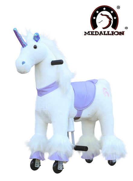 Medallion Ride On Toy Really Walking Horse PURPLE UNICORN - Small Size