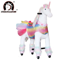 Medallion - My Rainbow Unicorn Ride On Toy Real Walking Horse Medium Size (RAINBOW Color) Headband & Skirt (TUTU)