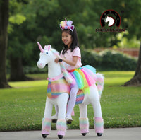 Medallion - My Rainbow Unicorn Ride On Toy Real Walking Horse Medium Size (RAINBOW Color) Headband & Skirt (TUTU)